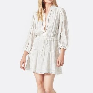 NWT, Joie Adel B Mini Button High Neck Three Quarter Sleeve Dress Porcelain, XL